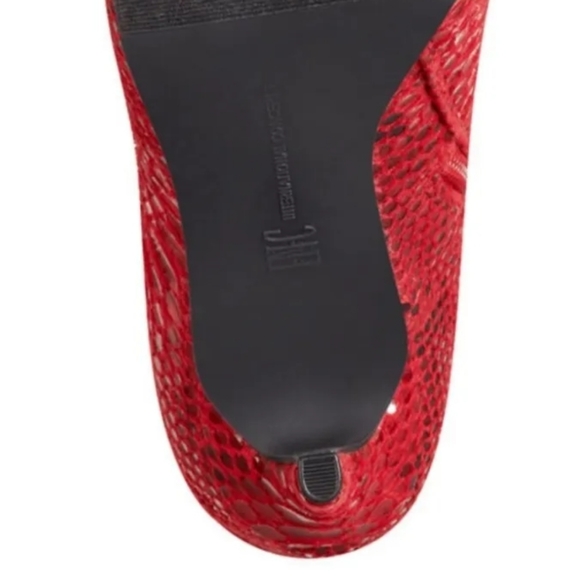 NWT Christmas Red Snakeskin Knee High Leather Boots - Picture 8 of 16